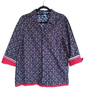 Koret Womens L Nautical Shirt Top Boating Yacht Anchor Patriotic Preppy Coastal